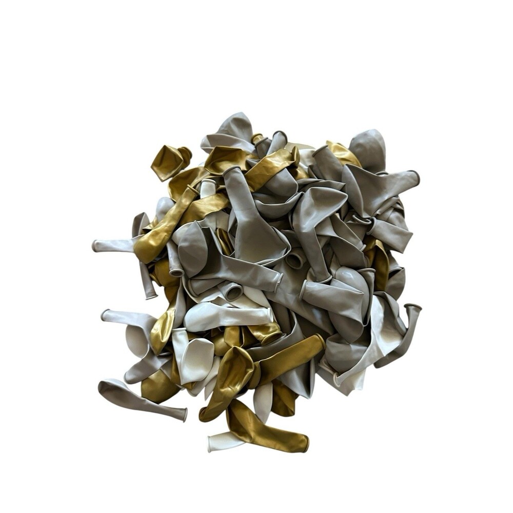 118 Balloons Set For Garland Arch w/ Tape Gray Taupe White Gold Metallic Neutral